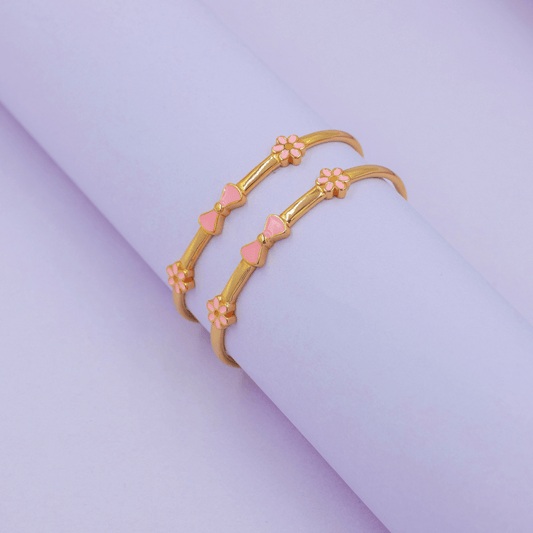 Pink Bow & Daisy 92.5 Silver Kada
