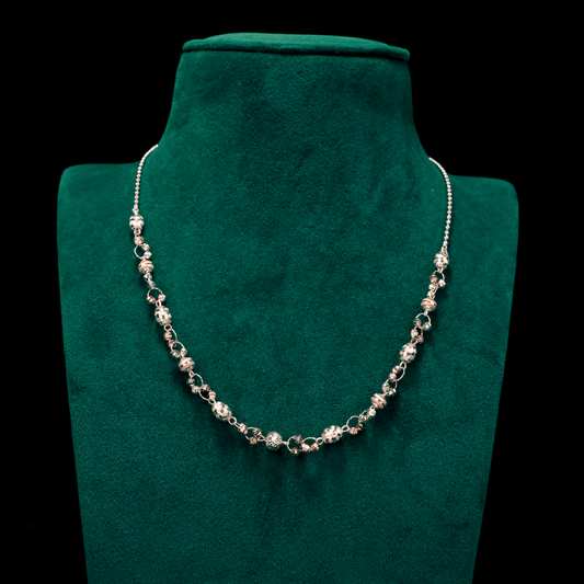 Elegant Beaded Chain Neckpiece 92.5 Sterling Silver