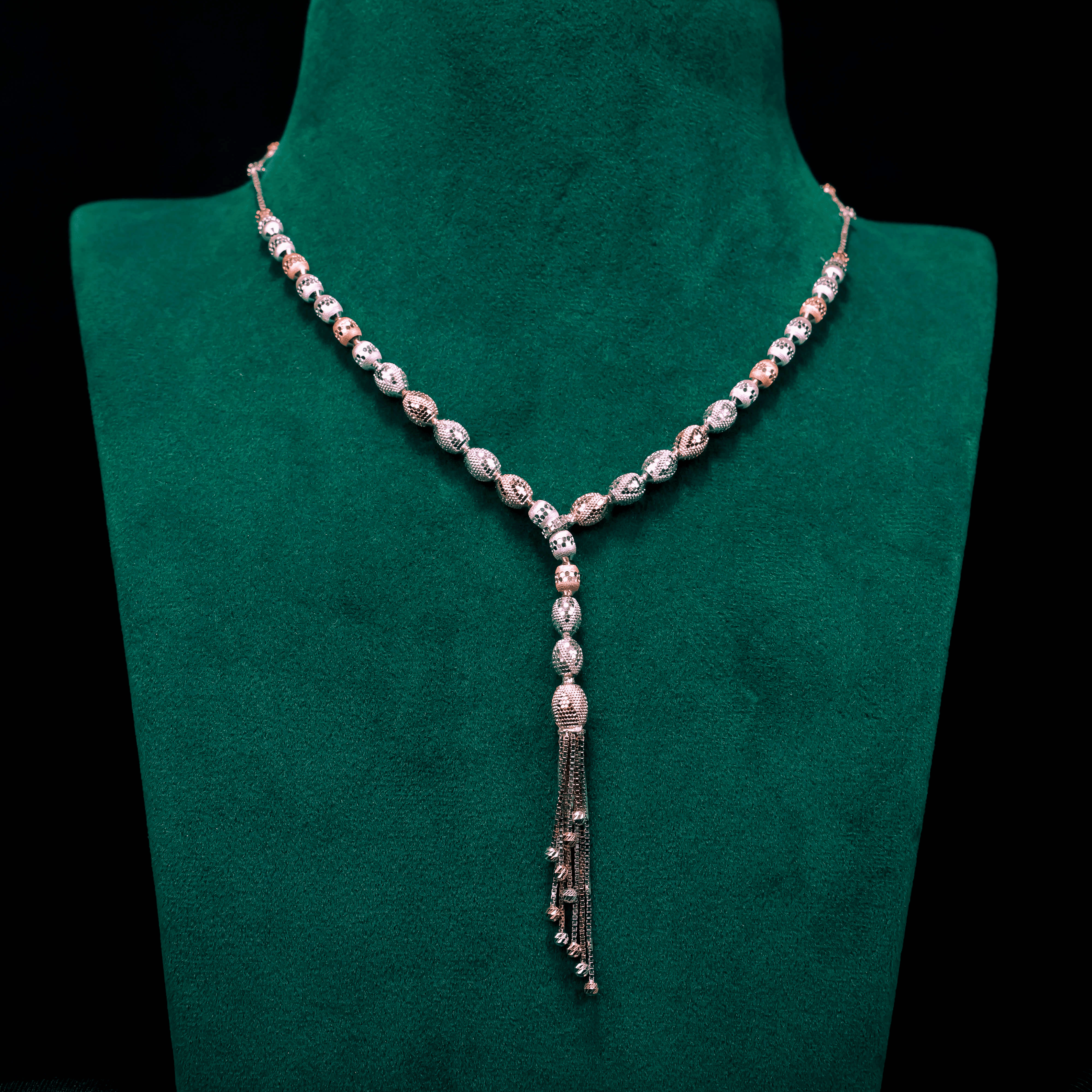 Elegant Beaded Long Neckpiece 92.5 Sterling Silver