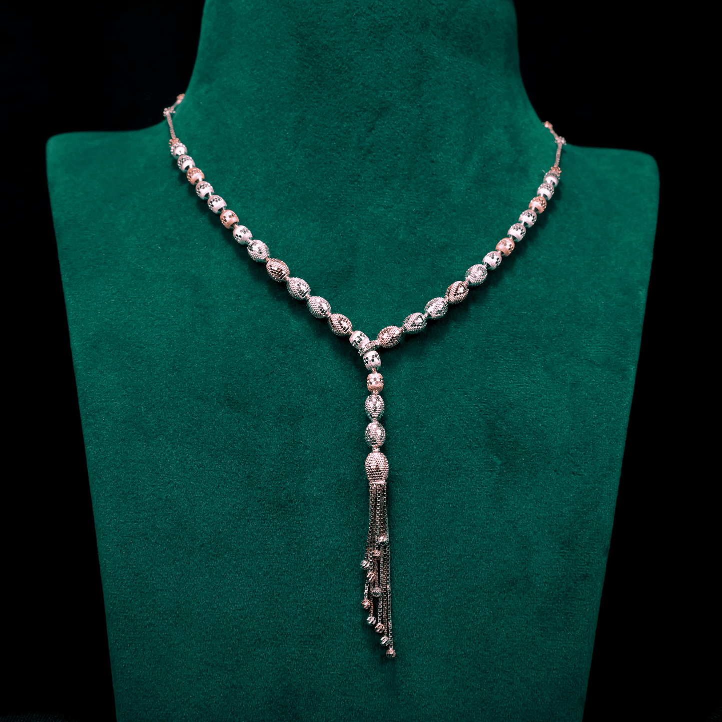 Elegant Beaded Long Neckpiece 92.5 Sterling Silver