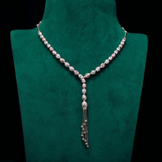 Elegant Beaded Long Neckpiece 92.5 Sterling Silver