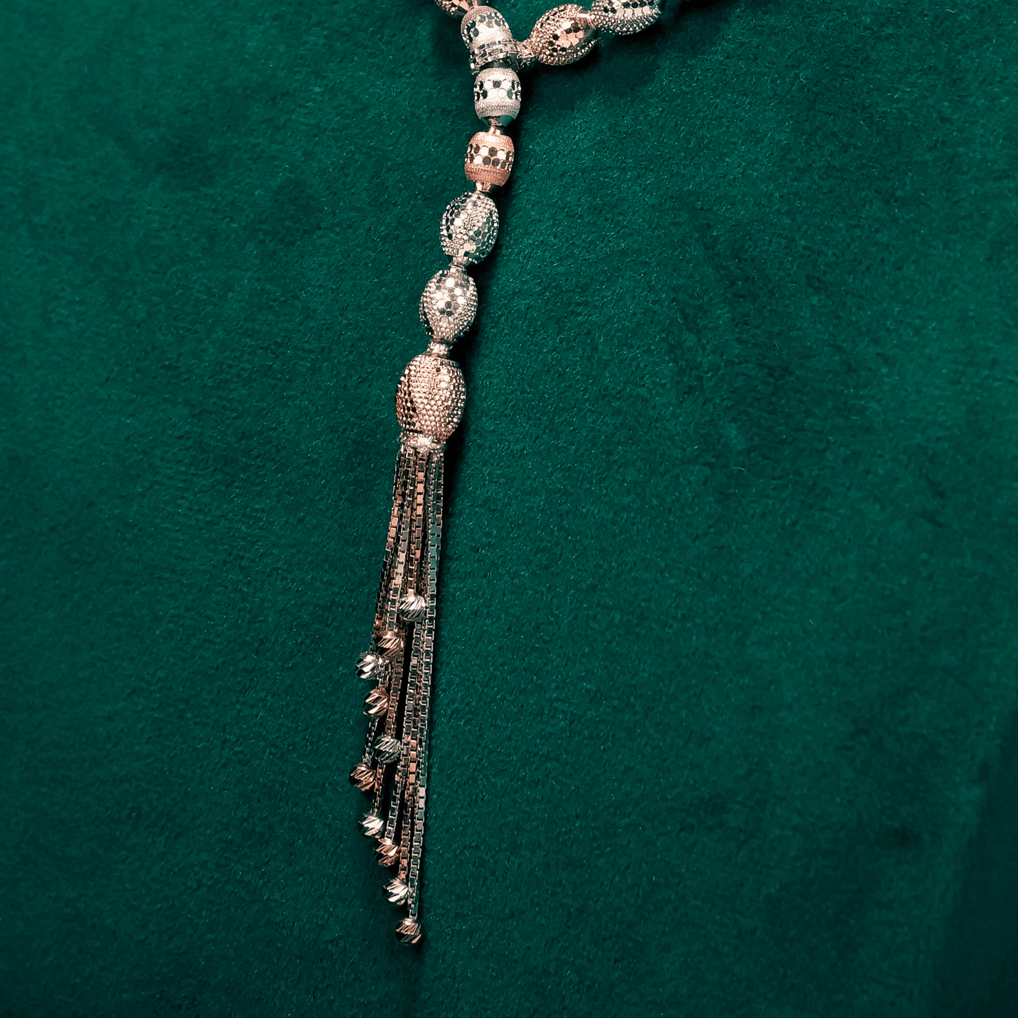 Elegant Beaded Long Neckpiece 92.5 Sterling Silver
