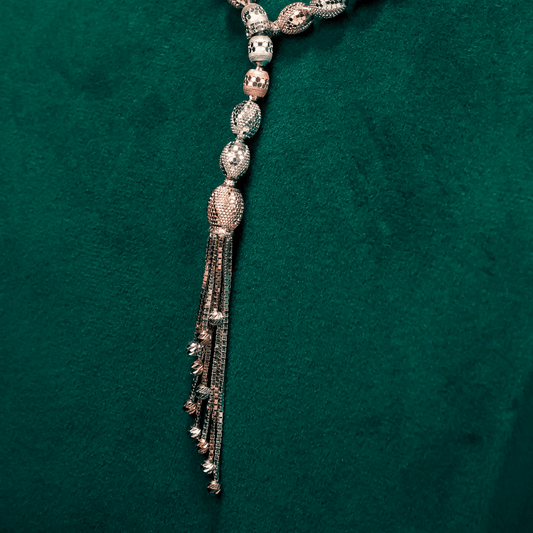 Elegant Beaded Long Neckpiece 92.5 Sterling Silver