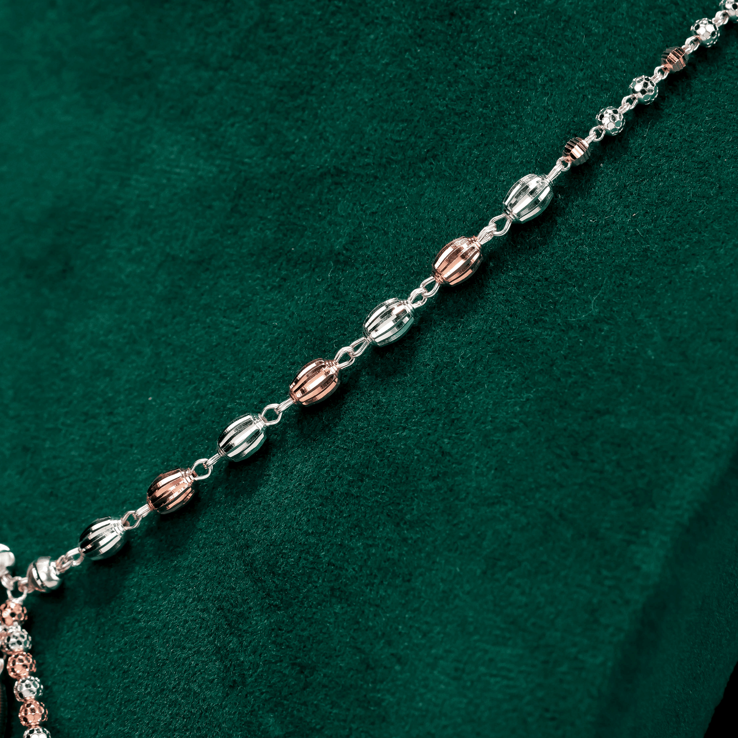 Rose Gold Beaded Pendant Neckpiece 92.5 Sterling Silver
