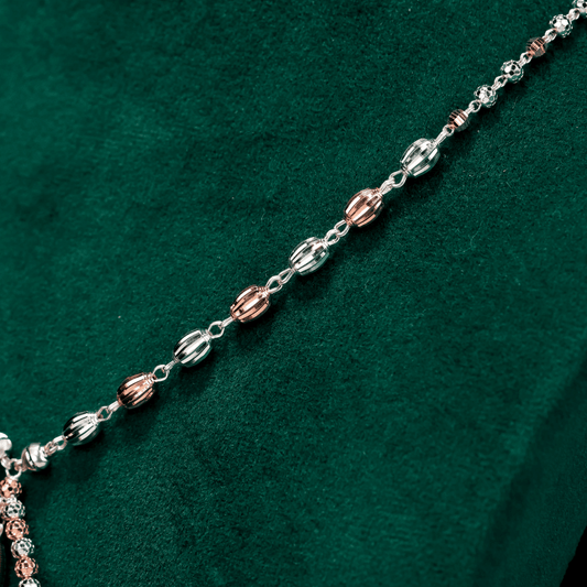 Rose Gold Beaded Pendant Neckpiece 92.5 Sterling Silver