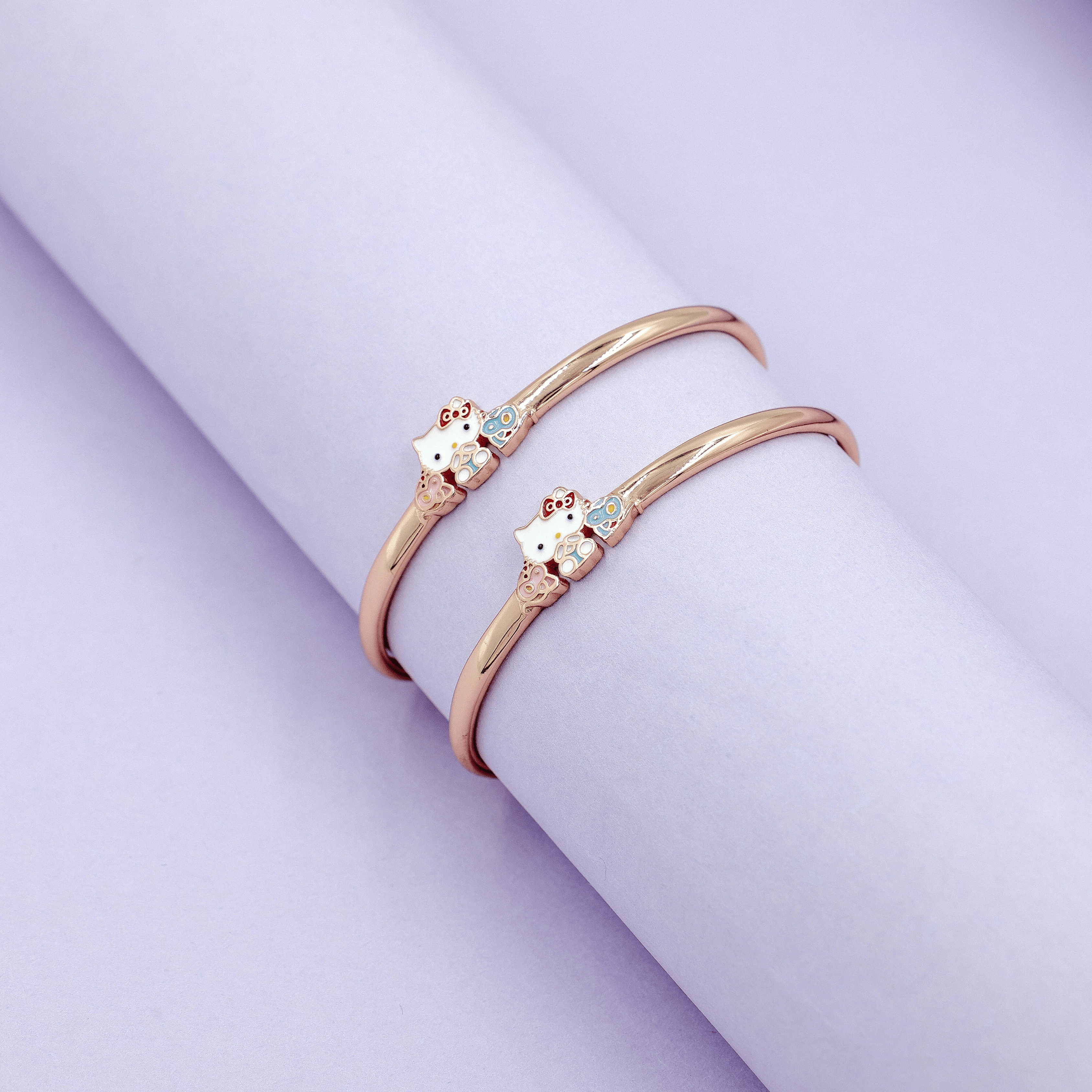 Hello Kitty Rose Gold 92.5 Silver Adjustable Kids Kada