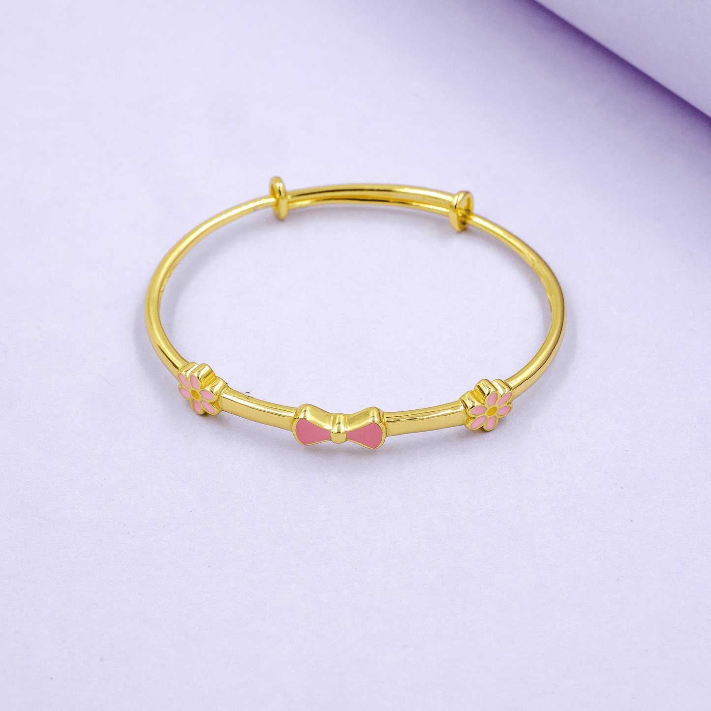 Pink Bow & Daisy 92.5 Silver Kada